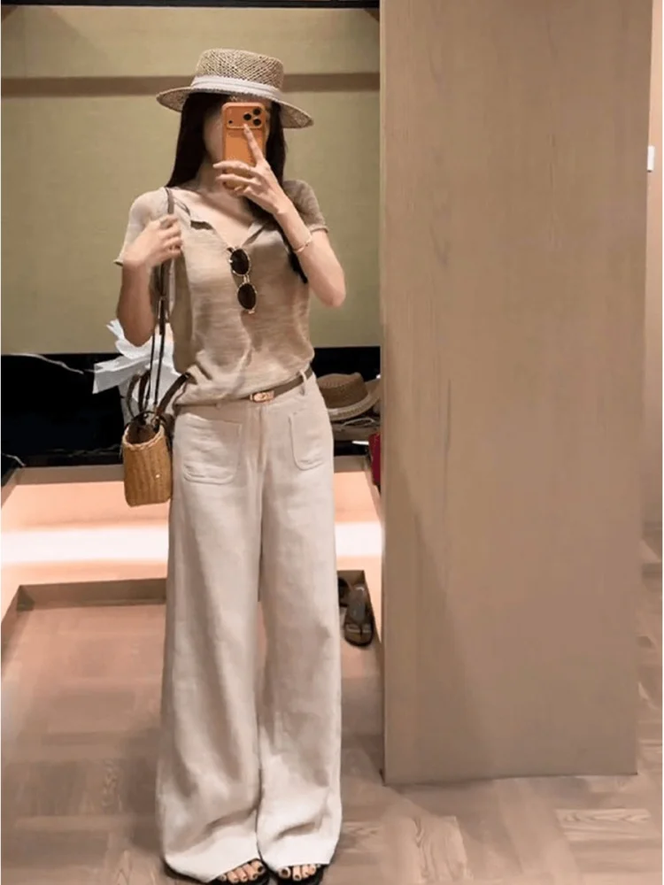 Summer 2026 Women's Comfortable V-neck Casual Pants Set Slimming Effect Old Money Style Fashionable Ensemble High Waist T-shirt
Summer 2026 Women's Comfortable V-neck Casual Pants Set Slimming Effect Old Money Style Fashionable Ensemble High Waist T-shirt
