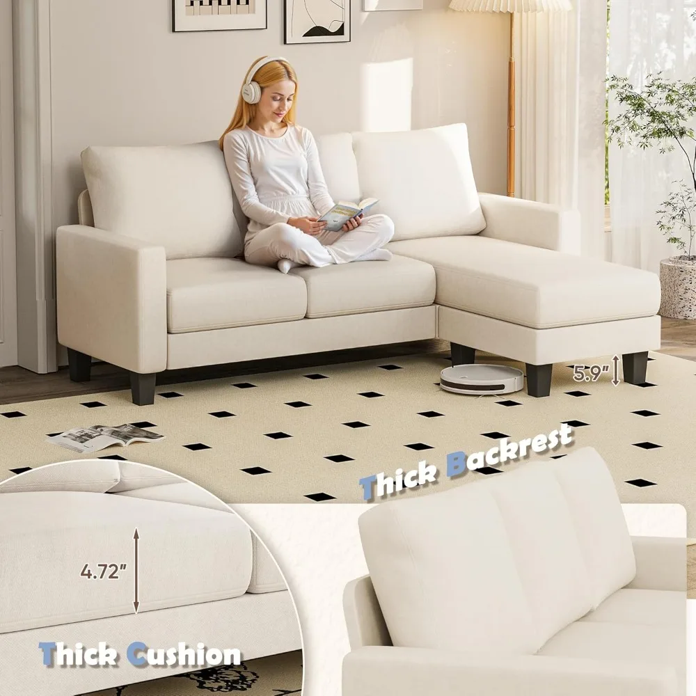 Couch for Small Living Room, 73 Small Sofa with Reversible Ottoman, 3 Seat L-Shaped Sofas, Comfy Couches for Apartment
Couch for Small Living Room, 73 Small Sofa with Reversible Ottoman, 3 Seat L-Shaped Sofas, Comfy Couches for Apartment