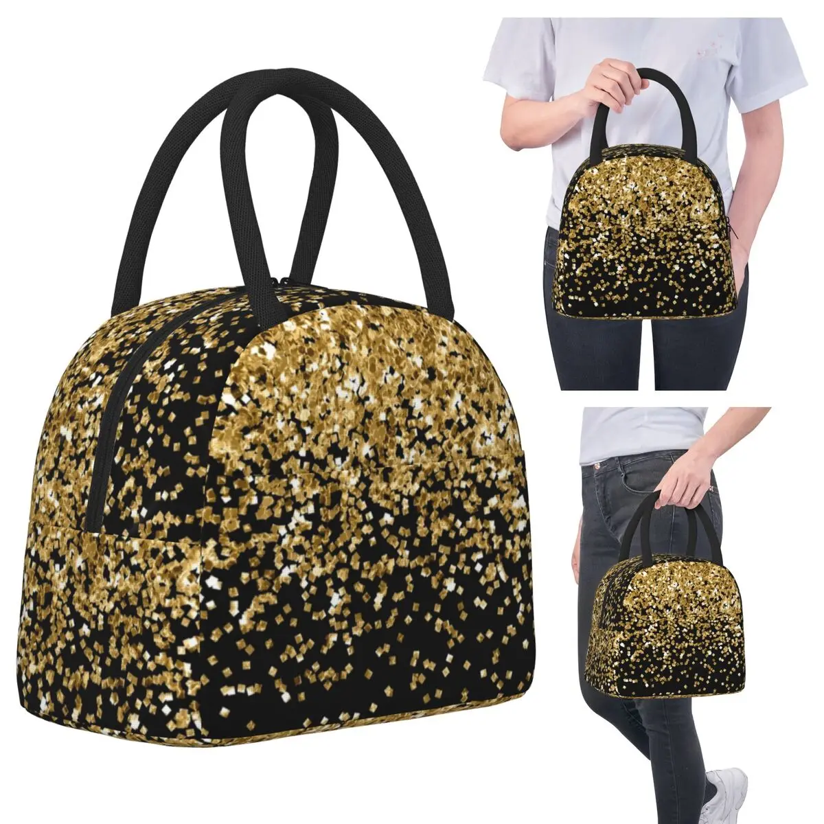 Black And Gold Glitter Pattern Insulated Lunch Bag for Kids School Cooler Thermal Food Box Tote Leakproof Lunch Boxes Container
Black And Gold Glitter Pattern Insulated Lunch Bag for Kids School Cooler Thermal Food Box Tote Leakproof Lunch Boxes Container
