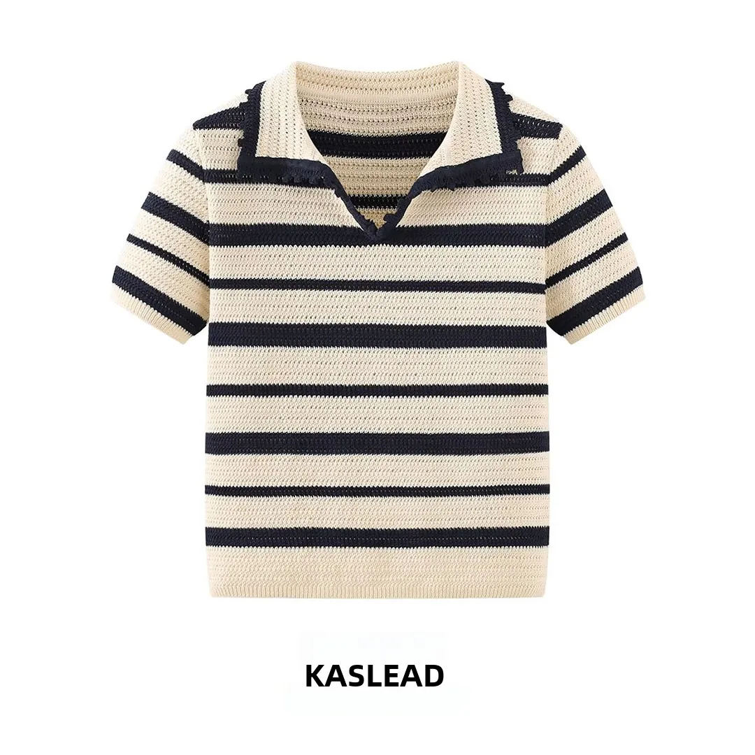 KASLEAD New Women's Fashion Knitted Hollow out Stripe Color Block Top Polyester Fiber Loose Fit Short Sleeve Crew Neck
KASLEAD New Women's Fashion Knitted Hollow out Stripe Color Block Top Polyester Fiber Loose Fit Short Sleeve Crew Neck