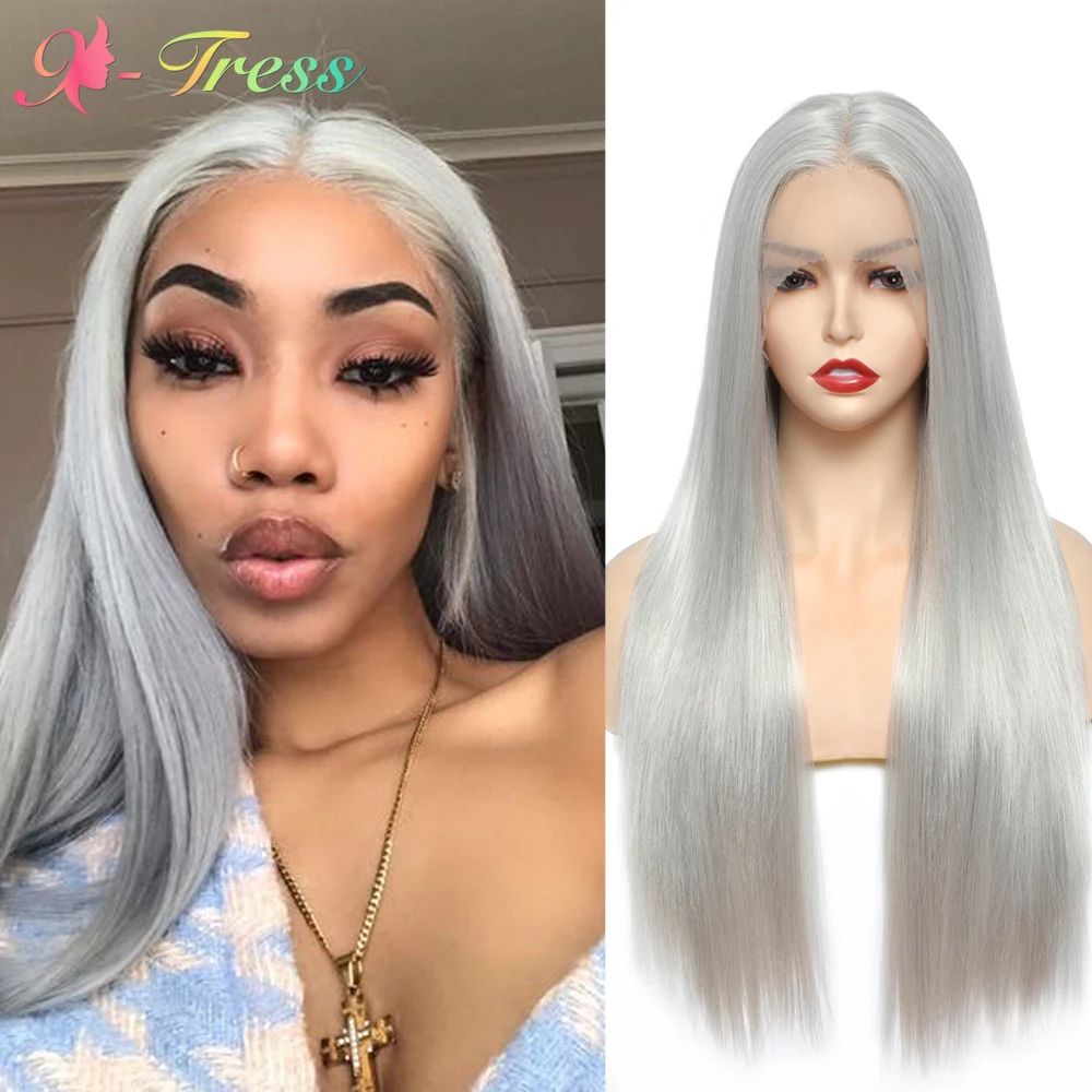 X-TRESS Light Grey Synthetic Lace Front Wigs for Black Women 26 Inch Long Yaki Straight Glueless T Part Transparent Lace Wig
X-TRESS Light Grey Synthetic Lace Front Wigs for Black Women 26 Inch Long Yaki Straight Glueless T Part Transparent Lace Wig