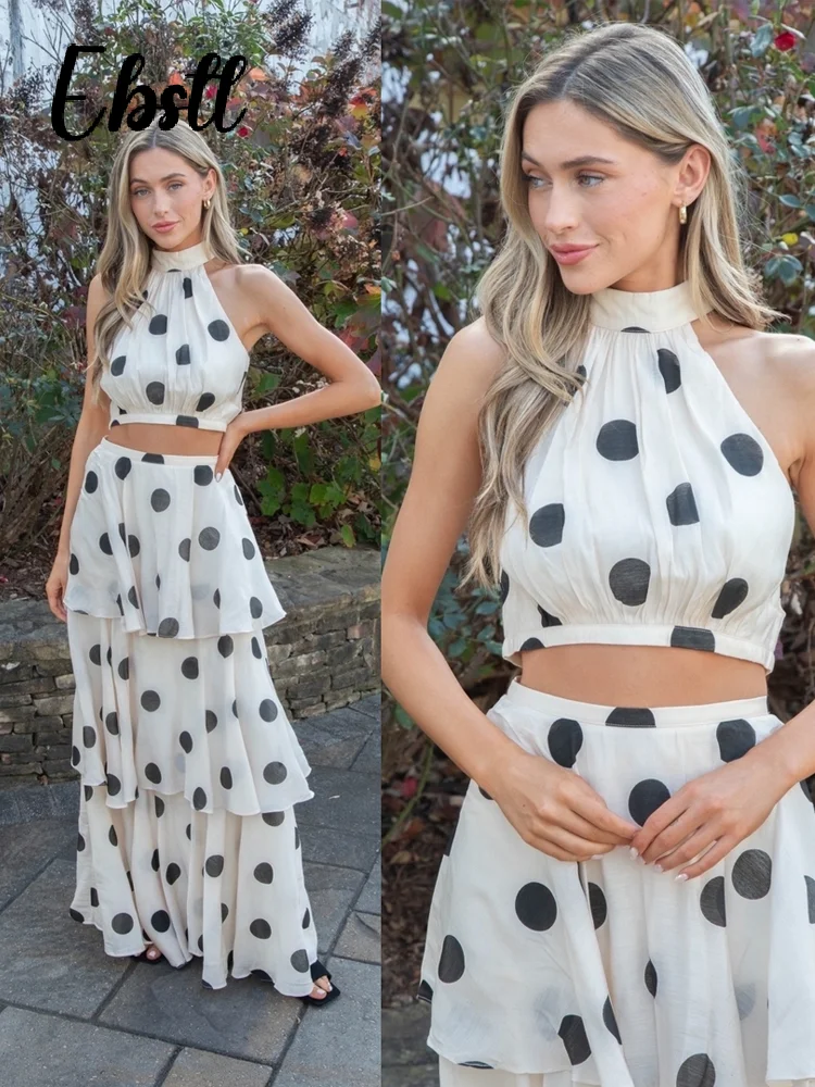 Женский плиссированный укороченный топ трапециевидной формы, длинные юбки, элегантные топы без рукавов с лямкой в горошек, комплект с юбкой с оборками, летние новые комплекты из 2 предметов
Женский плиссированный укороченный топ трапециевидной формы, длинные юбки, элегантные топы без рукавов с лямкой в горошек, комплект с юбкой с оборками, летние новые комплекты из 2 предметов