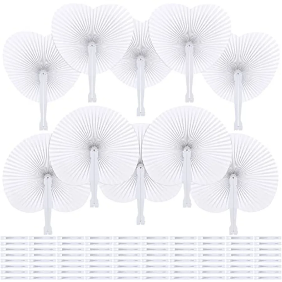 Aodaer 100 Pack White Folding Fans Heart and Round Shaped Folding Fans Handheld Fans with Plastic Handles Decorative Fans for W
Aodaer 100 Pack White Folding Fans Heart and Round Shaped Folding Fans Handheld Fans with Plastic Handles Decorative Fans for W