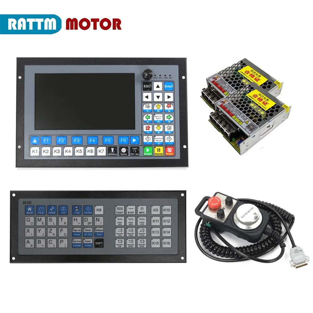 PLC 3 4 5 Axis DDCS Expert Off-line CNC Motion controller Kit + 6 axis MPG handwheel + Extended Keyboard M3K+ 75W 24V DC
PLC 3 4 5 Axis DDCS Expert Off-line CNC Motion controller Kit + 6 axis MPG handwheel + Extended Keyboard M3K+ 75W 24V DC