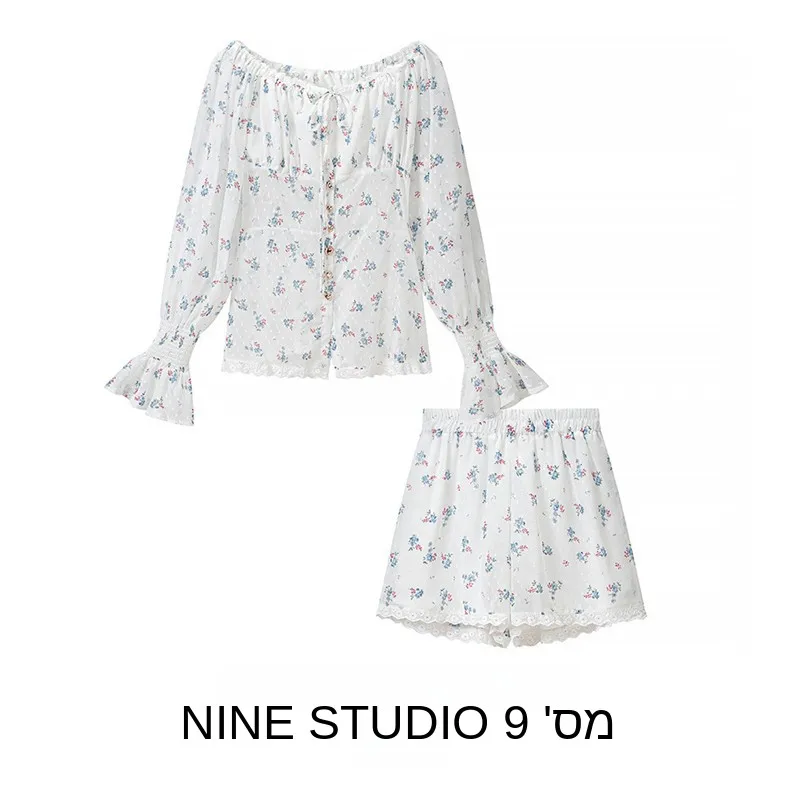 NINE ZAR Women's Fashion Set Lace Shirt Top Wide Leg Shorts Bundle Belted Tie Shoulder Ladies Spring Autumn Winter Outfits
NINE ZAR Women's Fashion Set Lace Shirt Top Wide Leg Shorts Bundle Belted Tie Shoulder Ladies Spring Autumn Winter Outfits
