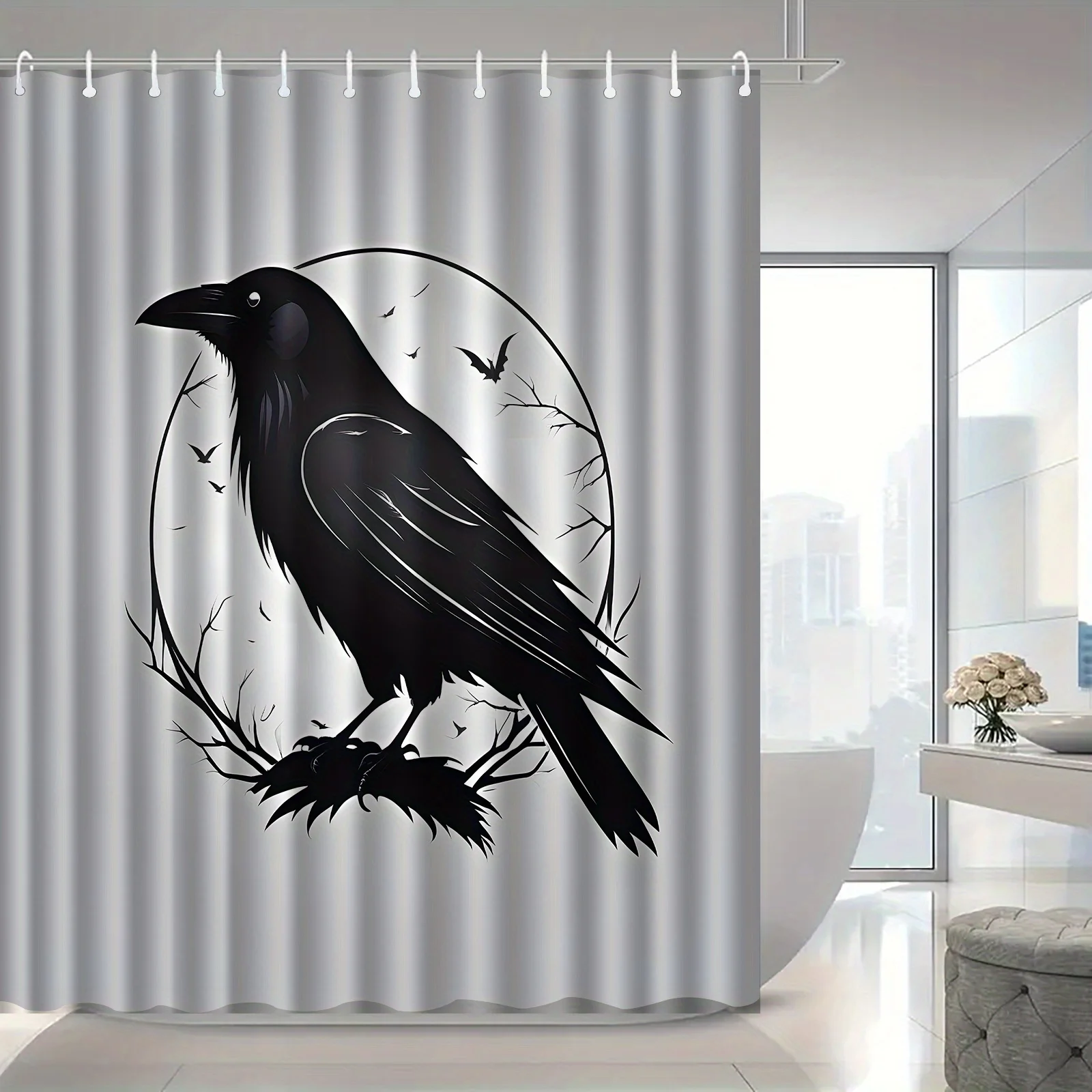 Black Crow Shower Curtain Moon Circle Design Gothic Bathroom Decor Minimalist Art Waterproof Fabric Bath Curtain Set Home
Black Crow Shower Curtain Moon Circle Design Gothic Bathroom Decor Minimalist Art Waterproof Fabric Bath Curtain Set Home