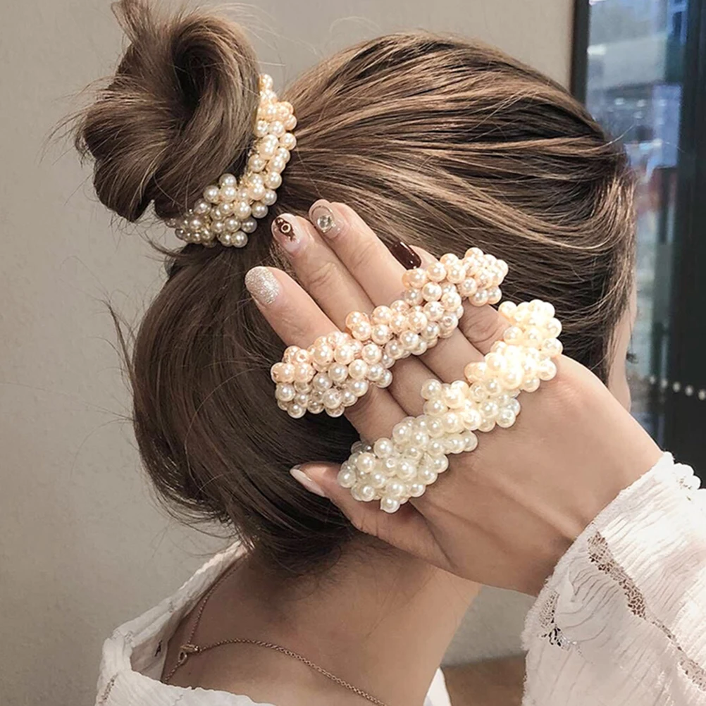 3 pcs /1 Set Imitation Pearl Ties Elastic Ponytail Holders Seamless Stretch Hair Rings For Women Girls Daily Party Use Durable
3 pcs /1 Set Imitation Pearl Ties Elastic Ponytail Holders Seamless Stretch Hair Rings For Women Girls Daily Party Use Durable