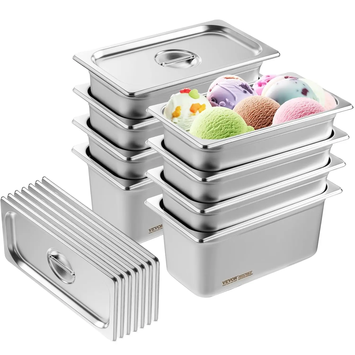 8 Pack Hotel Pans with Lids, 1/3 Size Anti-Jam Steam Pan, 0.8mm Thick Stainless Steel Steam Table Pan
8 Pack Hotel Pans with Lids, 1/3 Size Anti-Jam Steam Pan, 0.8mm Thick Stainless Steel Steam Table Pan