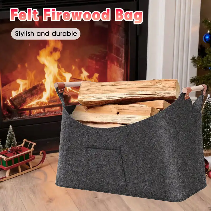 Foldable Felt Firewood Basket Firewood Carrier with Wooded Handles Large Capacity Collapsible Heavy Duty Carrier Storage Bag
Foldable Felt Firewood Basket Firewood Carrier with Wooded Handles Large Capacity Collapsible Heavy Duty Carrier Storage Bag