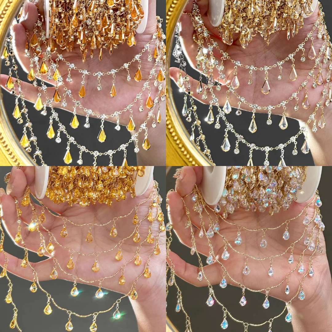 0.5/1/2M Amber Water Drop Rhinestone Fringe Chain for DIY Necklaces Headwear Sparkling Handmade Craft Chain Jewelry Accessories
0.5/1/2M Amber Water Drop Rhinestone Fringe Chain for DIY Necklaces Headwear Sparkling Handmade Craft Chain Jewelry Accessories