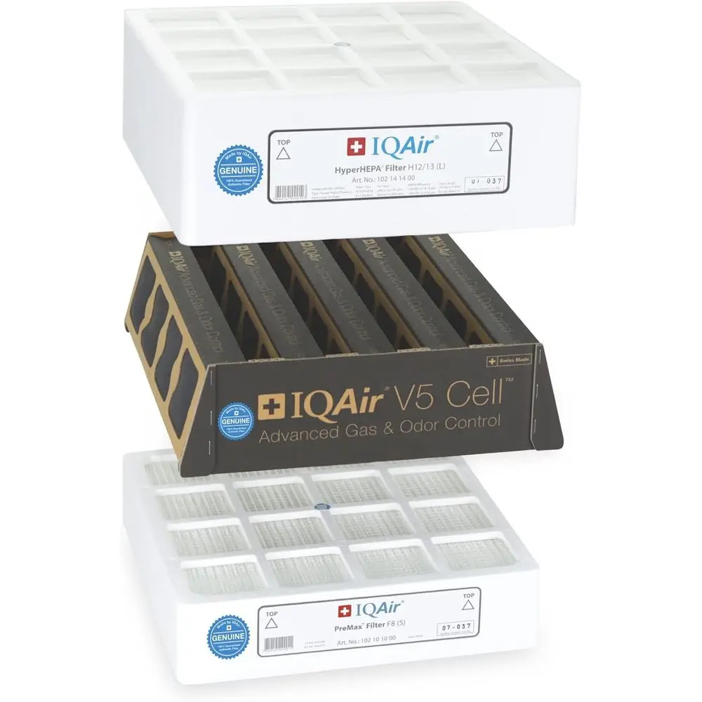 Комплект фильтров IQAir 3-в-1 - Оригинальные сменные фильтры для системы Pro Plus - Предварительный фильтр PreMax - Газо- и запахопоглощающий фильтр V5 Cell - Запатентованная технология
Комплект фильтров IQAir 3-в-1 - Оригинальные сменные фильтры для системы Pro Plus - Предварительный фильтр PreMax - Газо- и запахопоглощающий фильтр V5 Cell - Запатентованная технология