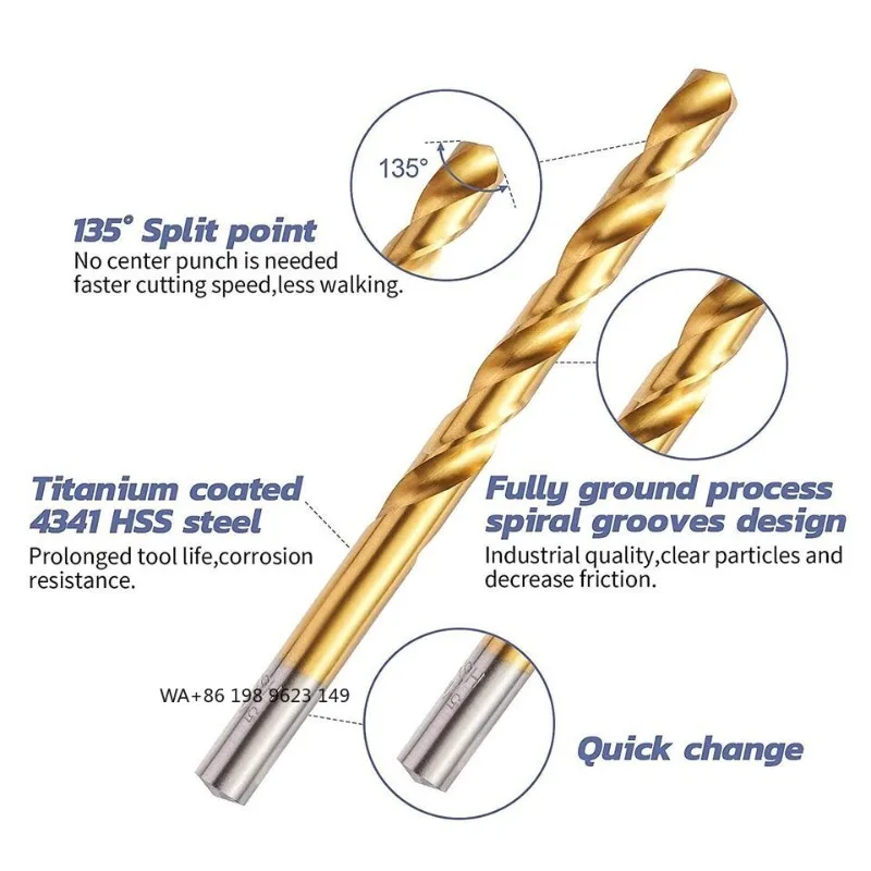 Professional HSS Jobber Drill BitsTitanium Cobalt Coated Set 1/16"-3/8" Twist Drill Kit With Case For Metal Working & Repair
Professional HSS Jobber Drill BitsTitanium Cobalt Coated Set 1/16"-3/8" Twist Drill Kit With Case For Metal Working & Repair