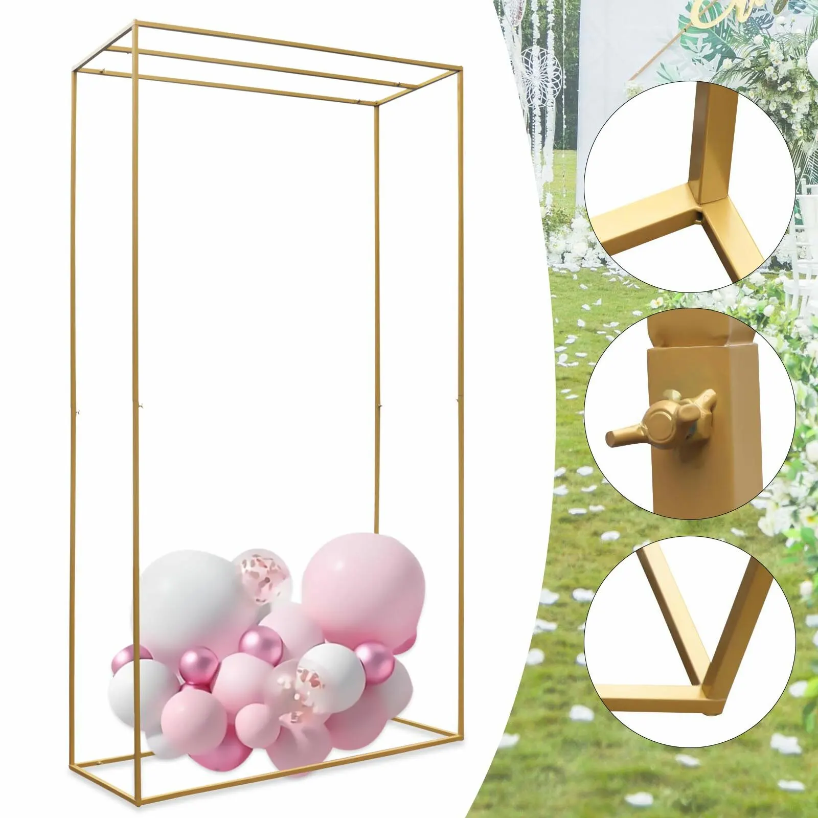 Wedding Arch Backdrop Stand, 5.31 x1.8 x 9.19Ft Metal Rectangular Frame, Wedding Flower Stand for Ceremony Party, Weddings, Gold
Wedding Arch Backdrop Stand, 5.31 x1.8 x 9.19Ft Metal Rectangular Frame, Wedding Flower Stand for Ceremony Party, Weddings, Gold