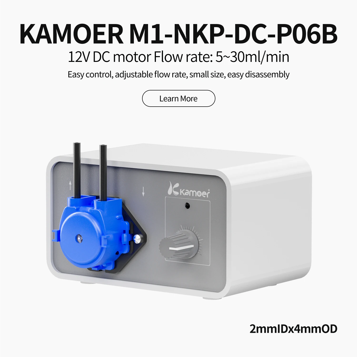 Kamoer M1-NKP-P06B-US Small peristaltic Pump 12V Low Flow Adjustable Speed Liquid dosing Pump Perx tubing for lab(ID2XOD4) 5-30ml/min
Kamoer M1-NKP-P06B-US Small peristaltic Pump 12V Low Flow Adjustable Speed Liquid dosing Pump Perx tubing for lab(ID2XOD4) 5-30ml/min