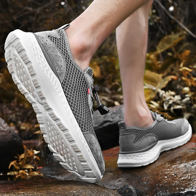 Grey casual shoes man breathable genuine leather & air mesh Ultra-light hiking shoes outdoor walking shoe Men's sneakers size 47
Grey casual shoes man breathable genuine leather & air mesh Ultra-light hiking shoes outdoor walking shoe Men's sneakers size 47