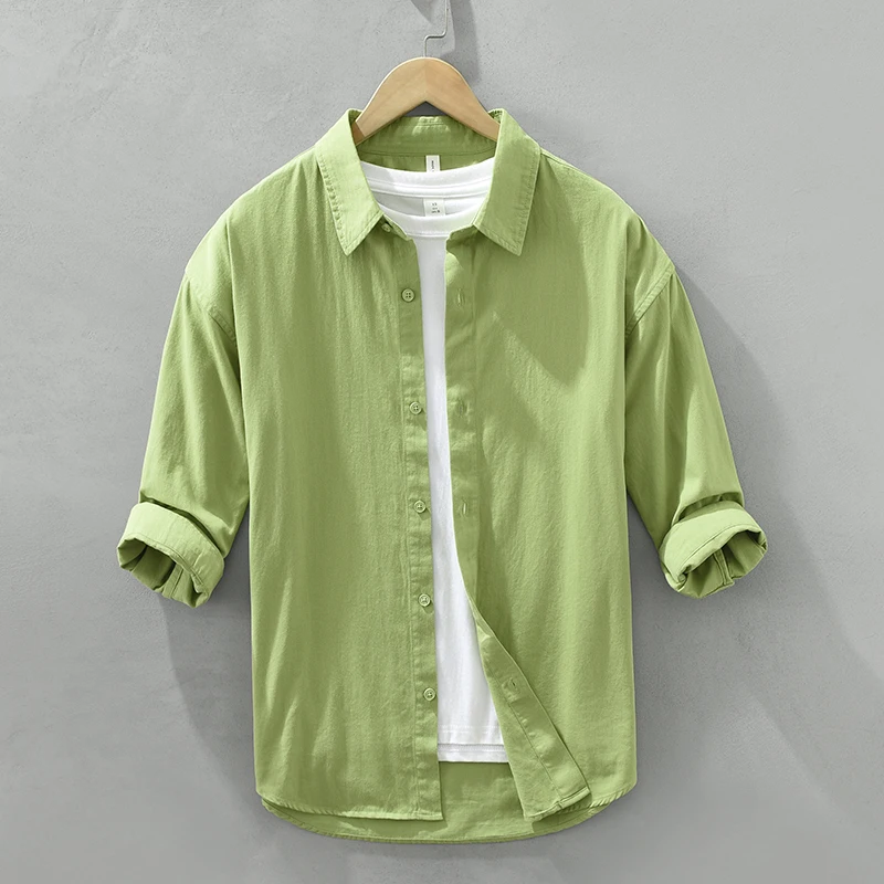 Green Three Quarter Sleeve Shirt for Men Summer New Solid Color Tops Male Casual Breathable Button Up Shirt
Green Three Quarter Sleeve Shirt for Men Summer New Solid Color Tops Male Casual Breathable Button Up Shirt