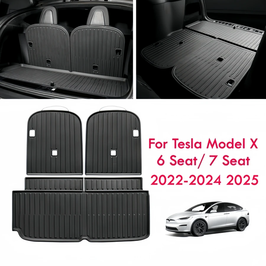 Коврик в багажник с накладками на спинки сидений для Tesla Model X 6/7 мест 2022-2024 2025, TPE-коврик для багажника, всепогодная защита, вкладыш в багажник
Коврик в багажник с накладками на спинки сидений для Tesla Model X 6/7 мест 2022-2024 2025, TPE-коврик для багажника, всепогодная защита, вкладыш в багажник