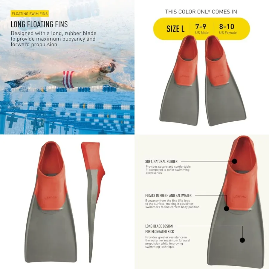 Long Floating Swim Fins - Adult Training Fins - Improves Kick Technique Body Position
Long Floating Swim Fins - Adult Training Fins - Improves Kick Technique Body Position
