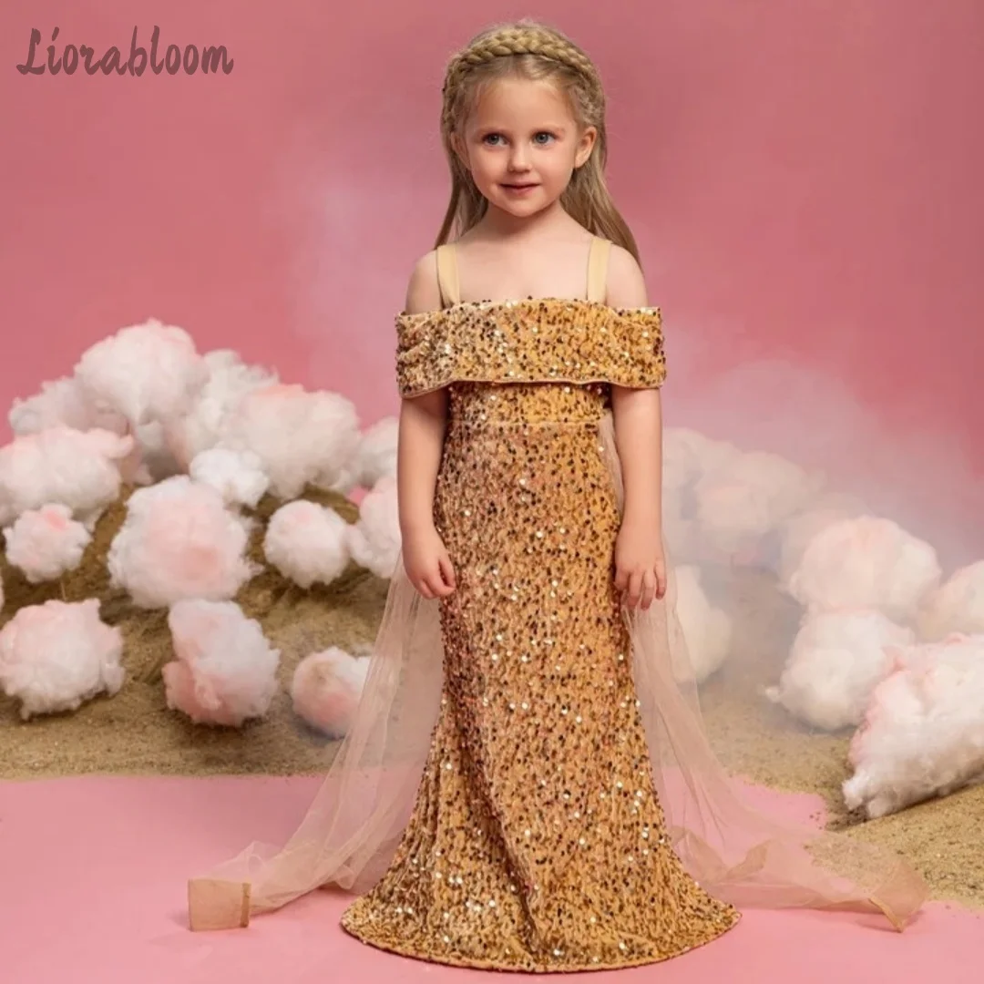 Girls' Exquisite Sequin Gown Custom Multi-Color Spaghetti-Strap Maxi Dress Off-Shoulder Flower Girl Dress Wedding Attire
Girls' Exquisite Sequin Gown Custom Multi-Color Spaghetti-Strap Maxi Dress Off-Shoulder Flower Girl Dress Wedding Attire