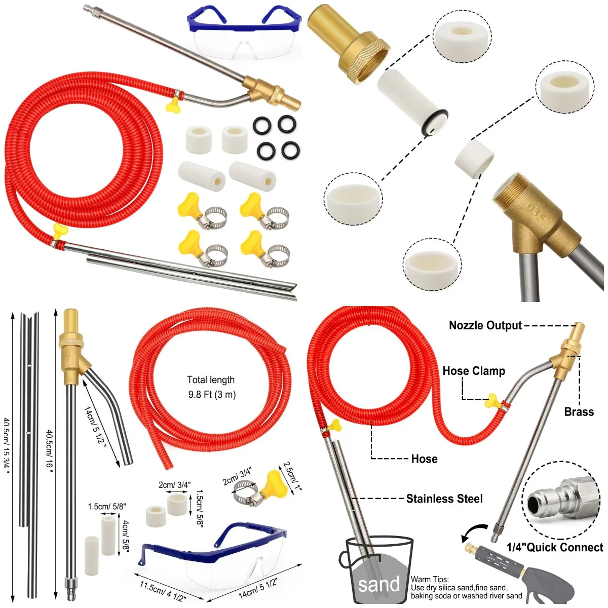 5000 PSI Wet Sandblaster Kit, 1/4' Quick Disconnect with Ceramic Nozzle
5000 PSI Wet Sandblaster Kit, 1/4' Quick Disconnect with Ceramic Nozzle
