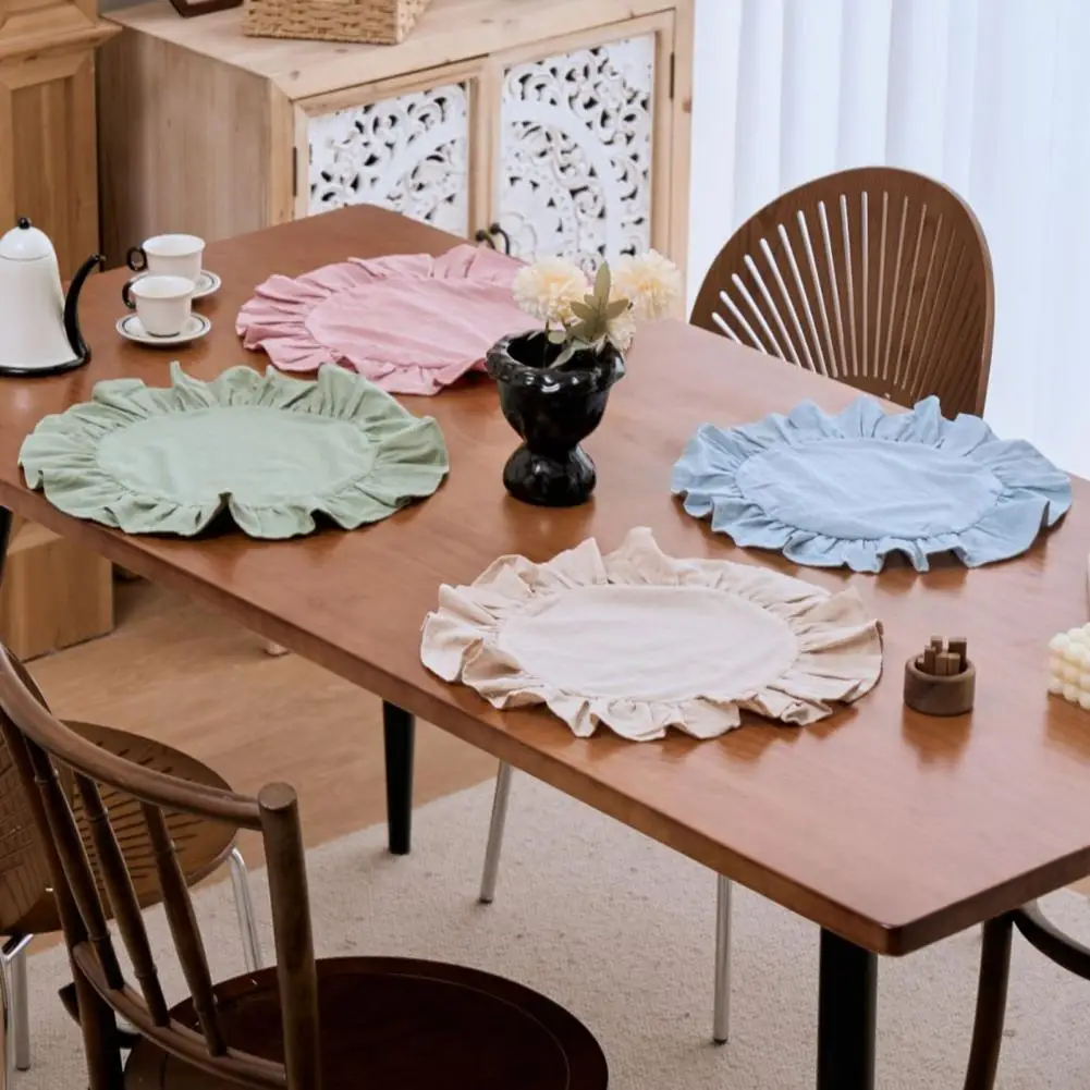 Rustic Placemat Pure Color Round Shape Ruffled Trim Afternoon Tea Placemat Cotton Table Mat Dining Kitchen Table Decor 90%
Rustic Placemat Pure Color Round Shape Ruffled Trim Afternoon Tea Placemat Cotton Table Mat Dining Kitchen Table Decor 90%