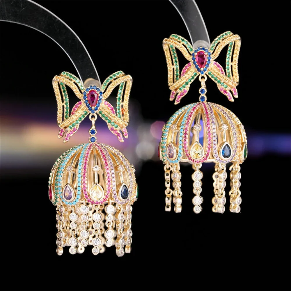 Vintage Crystal Cubic Zirconia Lantern Bow Drop Earrings Ethnic for Women Dubai Indian Jhumka Jhumki Bridal Wedding Jewelry Gift
Vintage Crystal Cubic Zirconia Lantern Bow Drop Earrings Ethnic for Women Dubai Indian Jhumka Jhumki Bridal Wedding Jewelry Gift