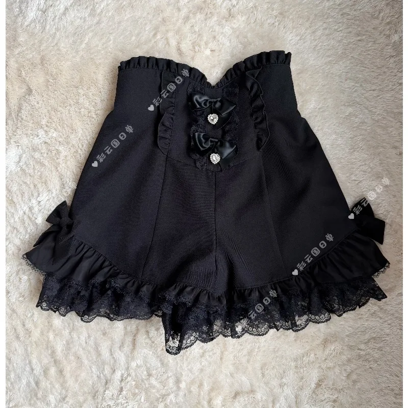 Japanese Mass Produced Lolita Bow Lace Stitching Rhinestone High Waisted Shorts Summer Daily Casual Slim Fit Black Shorts Women
Japanese Mass Produced Lolita Bow Lace Stitching Rhinestone High Waisted Shorts Summer Daily Casual Slim Fit Black Shorts Women
