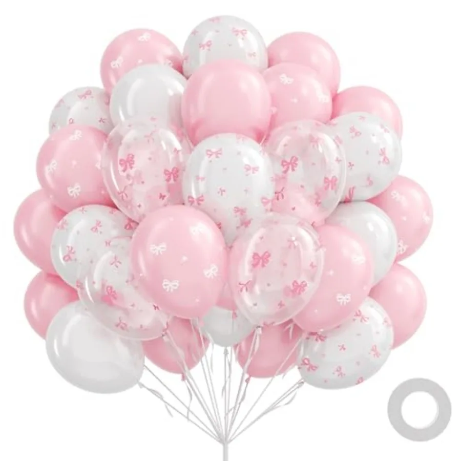60pcs Bow Balloons 12inch with Clear Bow Balloons for Coquette Wedding Baby Shower Birthday Party Decorations
60pcs Bow Balloons 12inch with Clear Bow Balloons for Coquette Wedding Baby Shower Birthday Party Decorations