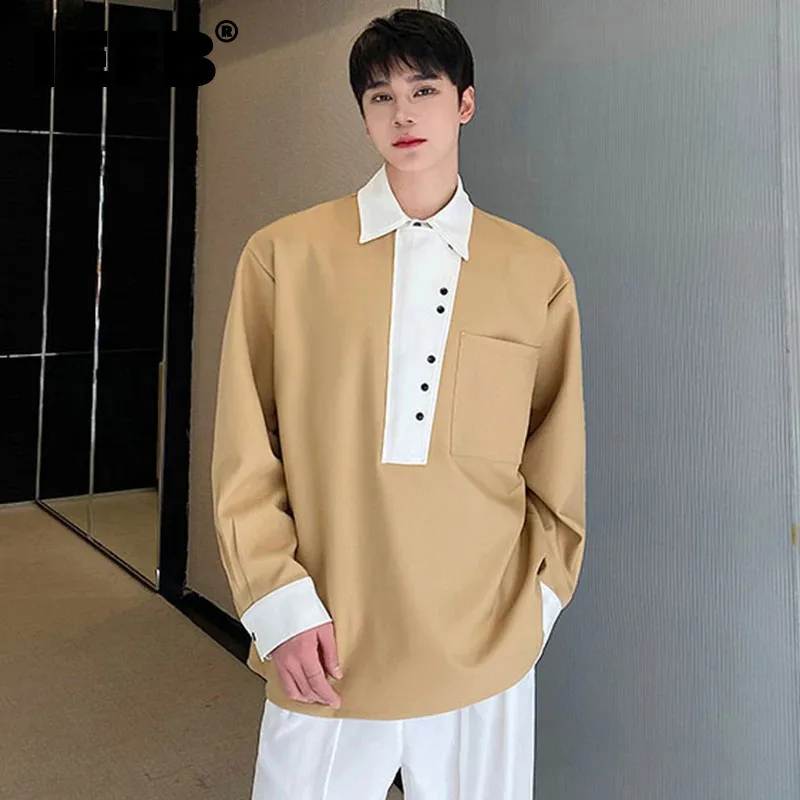 IEFB Korean Style Male Shirt Casual Turn-down Collar Pockets Contrast Color Men's Tops Loose Fashion Summer New Stylish 9C4924
IEFB Korean Style Male Shirt Casual Turn-down Collar Pockets Contrast Color Men's Tops Loose Fashion Summer New Stylish 9C4924