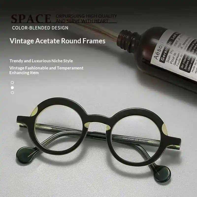 High Quality Acetate Round Black Eyeglass Frames for Men Women Prescription Myopia Reading Glasses with Custom Logo
High Quality Acetate Round Black Eyeglass Frames for Men Women Prescription Myopia Reading Glasses with Custom Logo