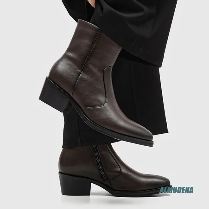 Pointed Toe Chelsea Boots Men's Cuban Heel Side Zipper Ankle Boots Business Casual Office Wedding Street Style Fashion Shoes
Pointed Toe Chelsea Boots Men's Cuban Heel Side Zipper Ankle Boots Business Casual Office Wedding Street Style Fashion Shoes