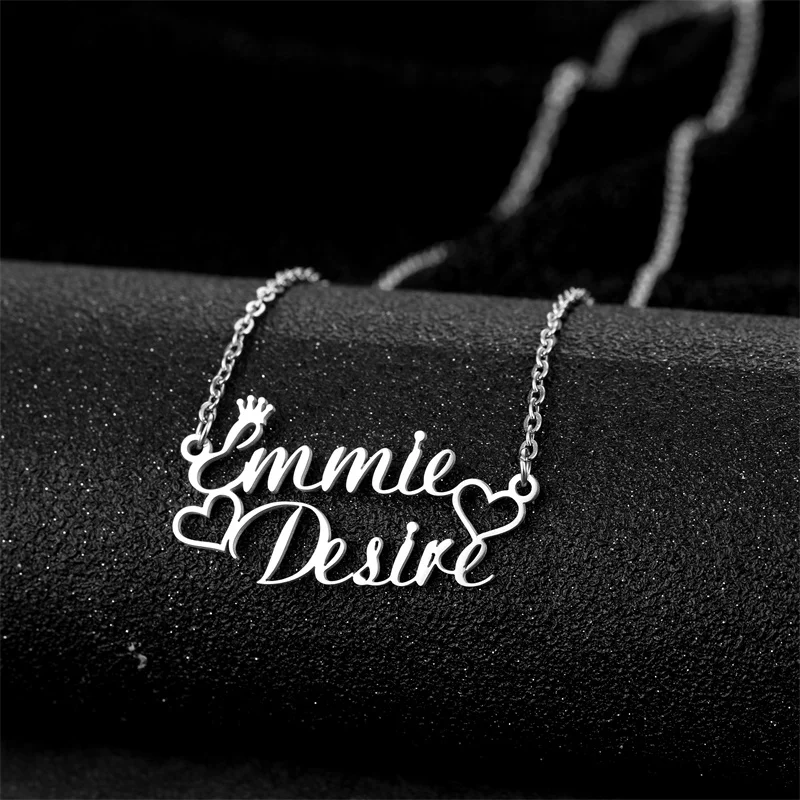 Fashion Custom Double Name Pendant Necklaces for Couple Customized Stainless Steel Crown Heart Nameplate Necklace Jewelry Gifts
Fashion Custom Double Name Pendant Necklaces for Couple Customized Stainless Steel Crown Heart Nameplate Necklace Jewelry Gifts