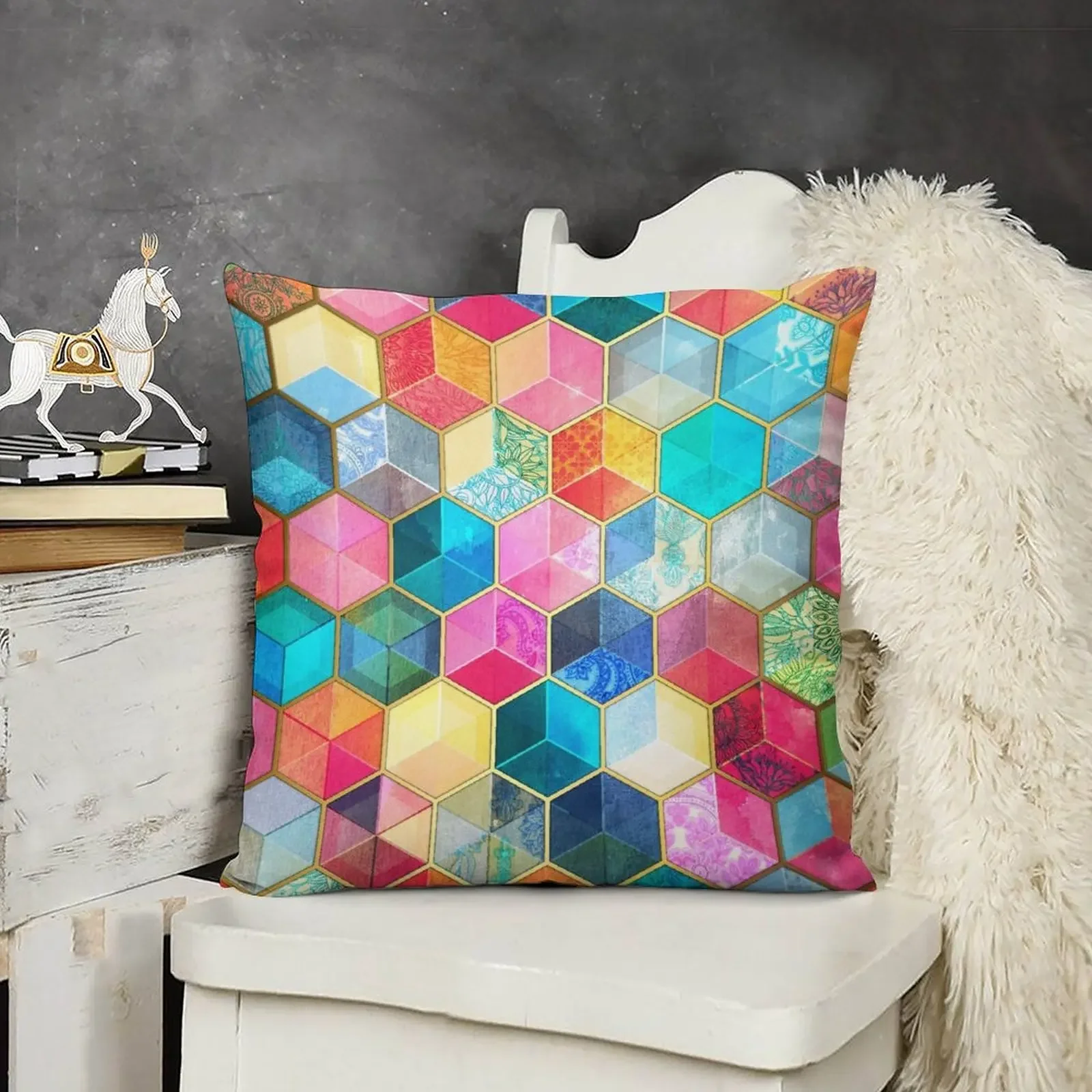 Crystal Bohemian Honeycomb Cubes - colorful hexagon pattern Throw Pillow Luxury Pillow Cover luxury throw pillow covers
Crystal Bohemian Honeycomb Cubes - colorful hexagon pattern Throw Pillow Luxury Pillow Cover luxury throw pillow covers