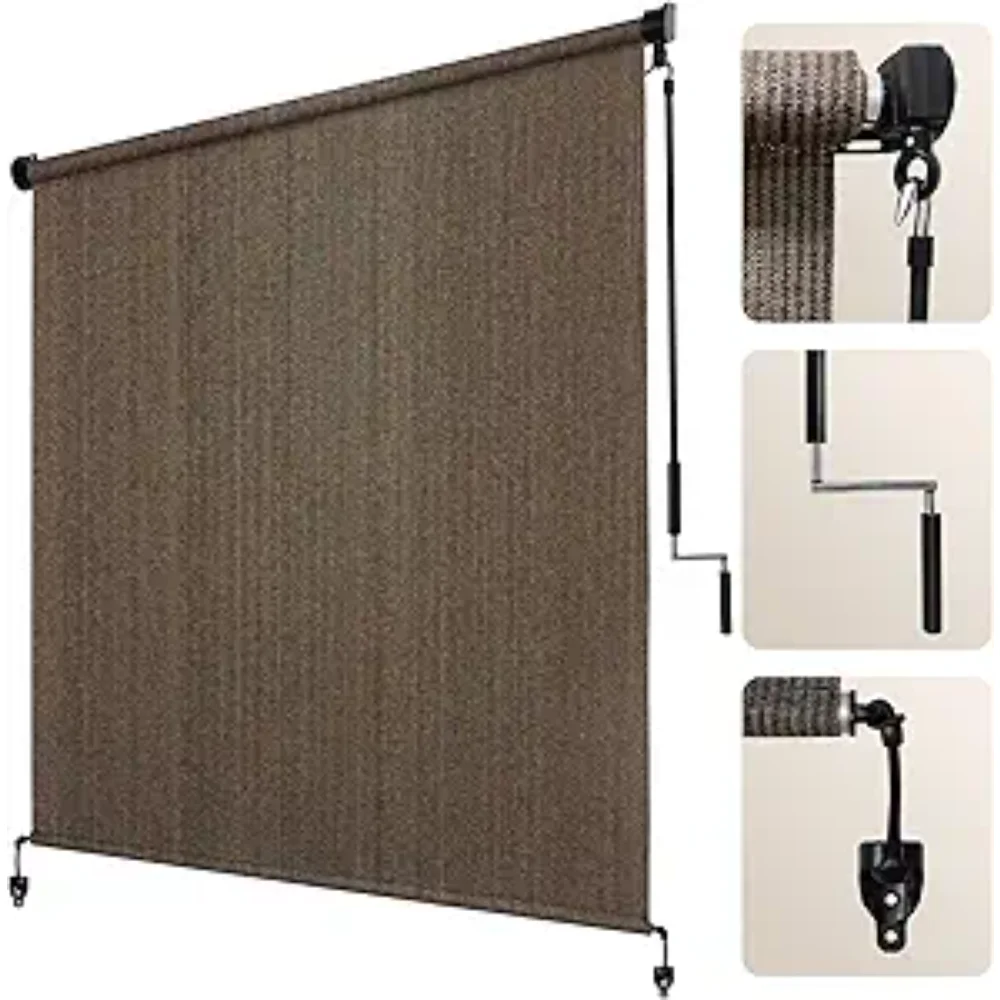 Outdoor Roller Shade 8' W x 8' H Fabric Blind Mocha Cordless Roll Up Shades, Wand Operation Exterior Blinds, Shades & Shutters
Outdoor Roller Shade 8' W x 8' H Fabric Blind Mocha Cordless Roll Up Shades, Wand Operation Exterior Blinds, Shades & Shutters