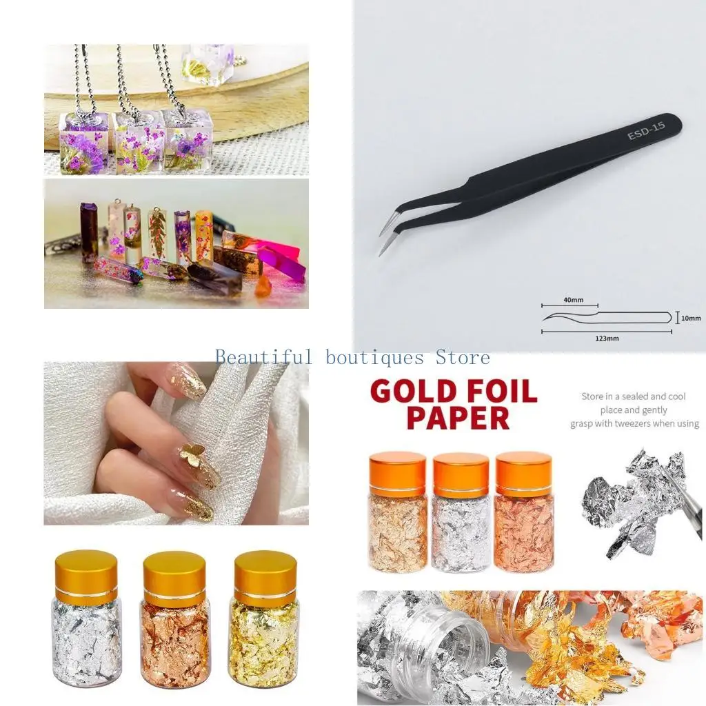 U4LF 3 Boxes Gold Metallic Foil Flakes Set Nail Art Supplies Handmade Art Crafts Paintings Crafting Paper DIY Embellishments
U4LF 3 Boxes Gold Metallic Foil Flakes Set Nail Art Supplies Handmade Art Crafts Paintings Crafting Paper DIY Embellishments