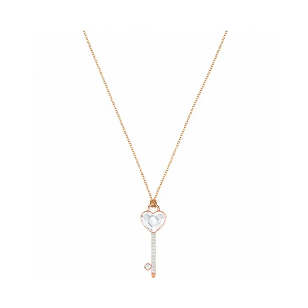Rose Gold-Tone Heart Key Crystal Pendant Necklace
Rose Gold-Tone Heart Key Crystal Pendant Necklace