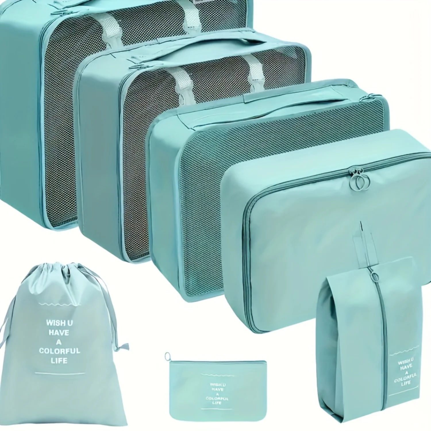 7 Pcs Travel Luggage Organizers Set, Solid Color Packing Cubes With Toiletries, Shoes, Clothes & Cosmetics Bags, Multi-Sized Fo
7 Pcs Travel Luggage Organizers Set, Solid Color Packing Cubes With Toiletries, Shoes, Clothes & Cosmetics Bags, Multi-Sized Fo