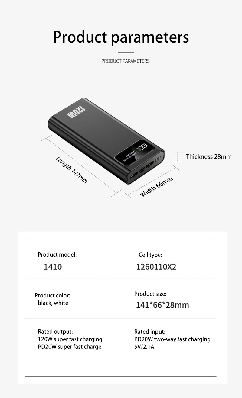 200000mAh Power Bank 120W Super Fast Charging Battery High Capacity Digital Display Power Bank For iPhone Samsung Huawei Xiaomi 200000mAh Power Bank 120W Super Fast Charging Battery High Capacity Digital Display Power Bank For iPhone Samsung Huawei Xiaomi