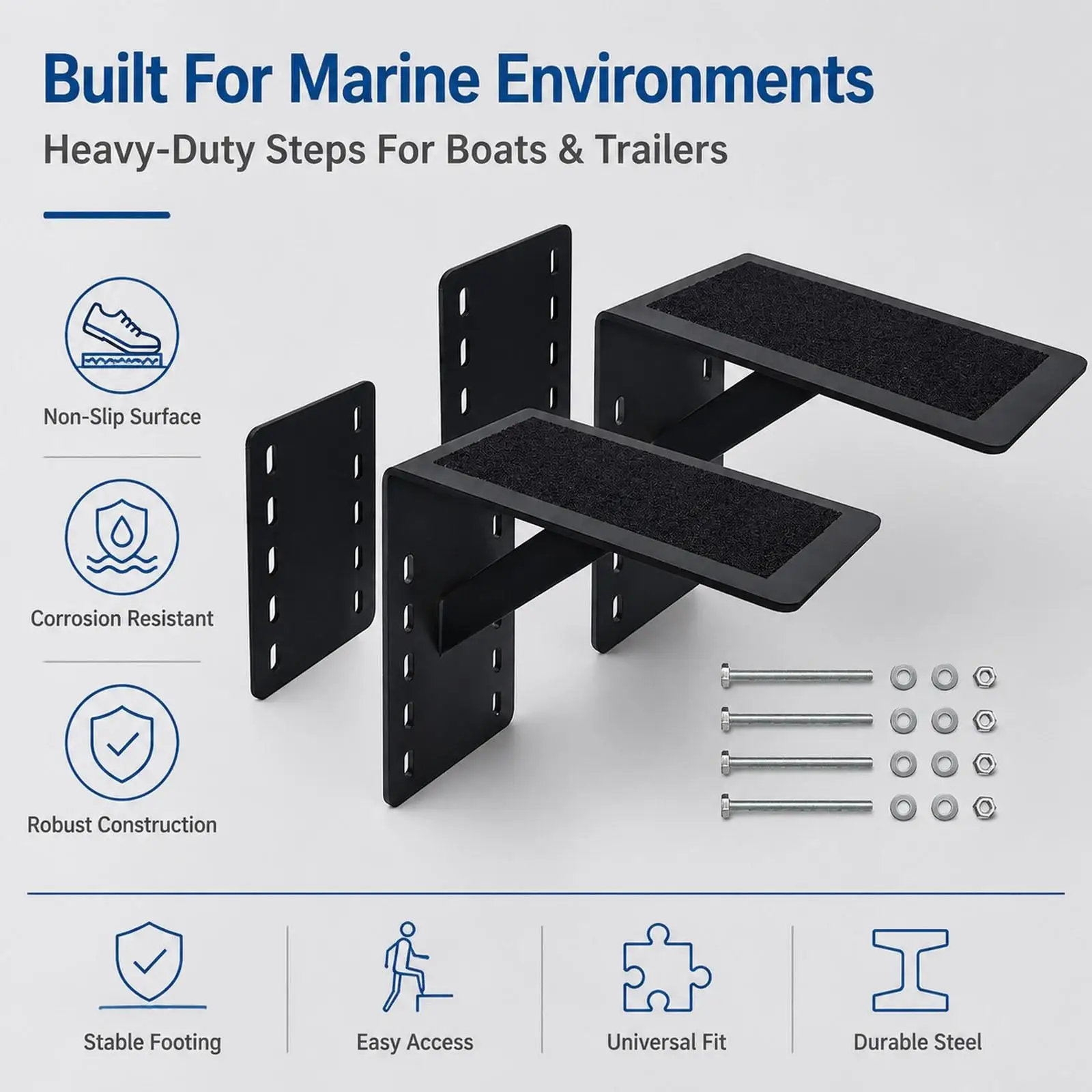 Sturdy Steel Yacht Trailer Step Bracket with Non Slip Pad Complete Spare Part Easy Installation for Boat Marine Maintenance
Sturdy Steel Yacht Trailer Step Bracket with Non Slip Pad Complete Spare Part Easy Installation for Boat Marine Maintenance