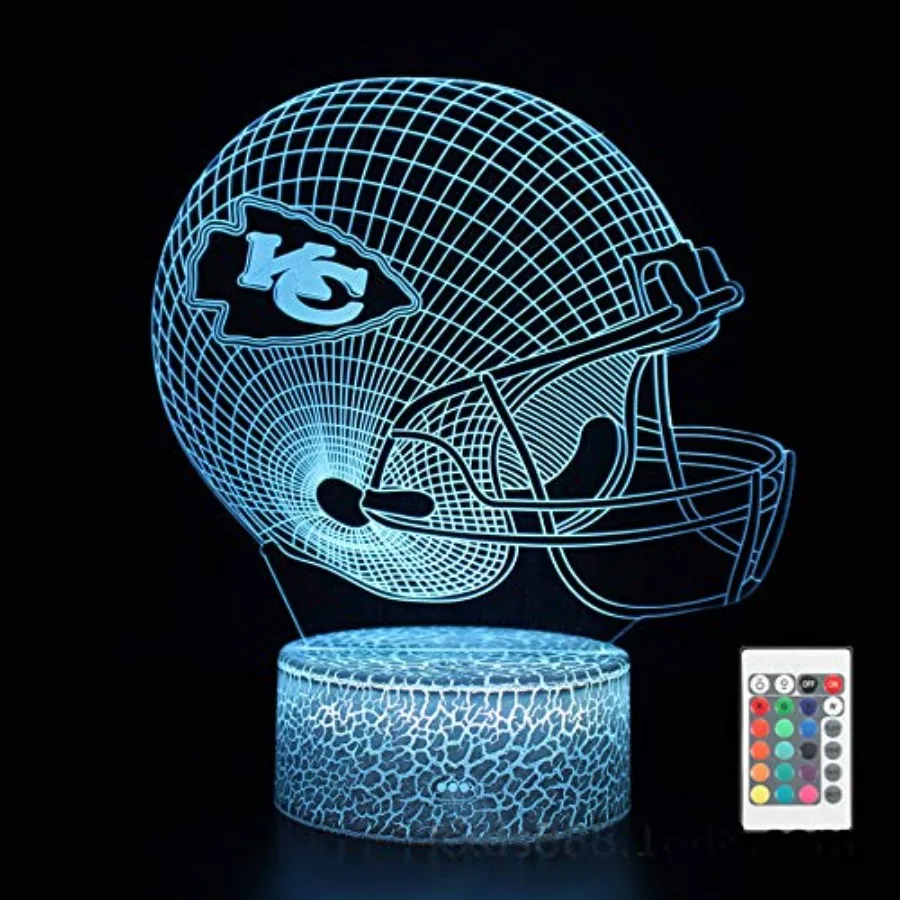Cute Chiefs Football Helmet 3D Optical Illusion LED Bedroom Decor Sleep Table Lamp with Remote 7 Colors Acrylic Visual Night Li
Cute Chiefs Football Helmet 3D Optical Illusion LED Bedroom Decor Sleep Table Lamp with Remote 7 Colors Acrylic Visual Night Li