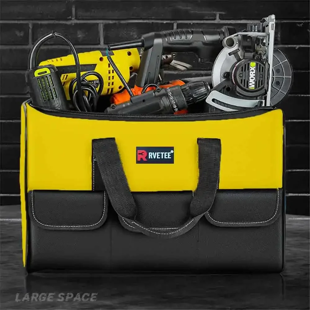 RVETEE Square Tool Bag with 30% More Capacity Waterproof Multi Pockets Tool Organizer Tool Pouch for Electrician Tools
RVETEE Square Tool Bag with 30% More Capacity Waterproof Multi Pockets Tool Organizer Tool Pouch for Electrician Tools