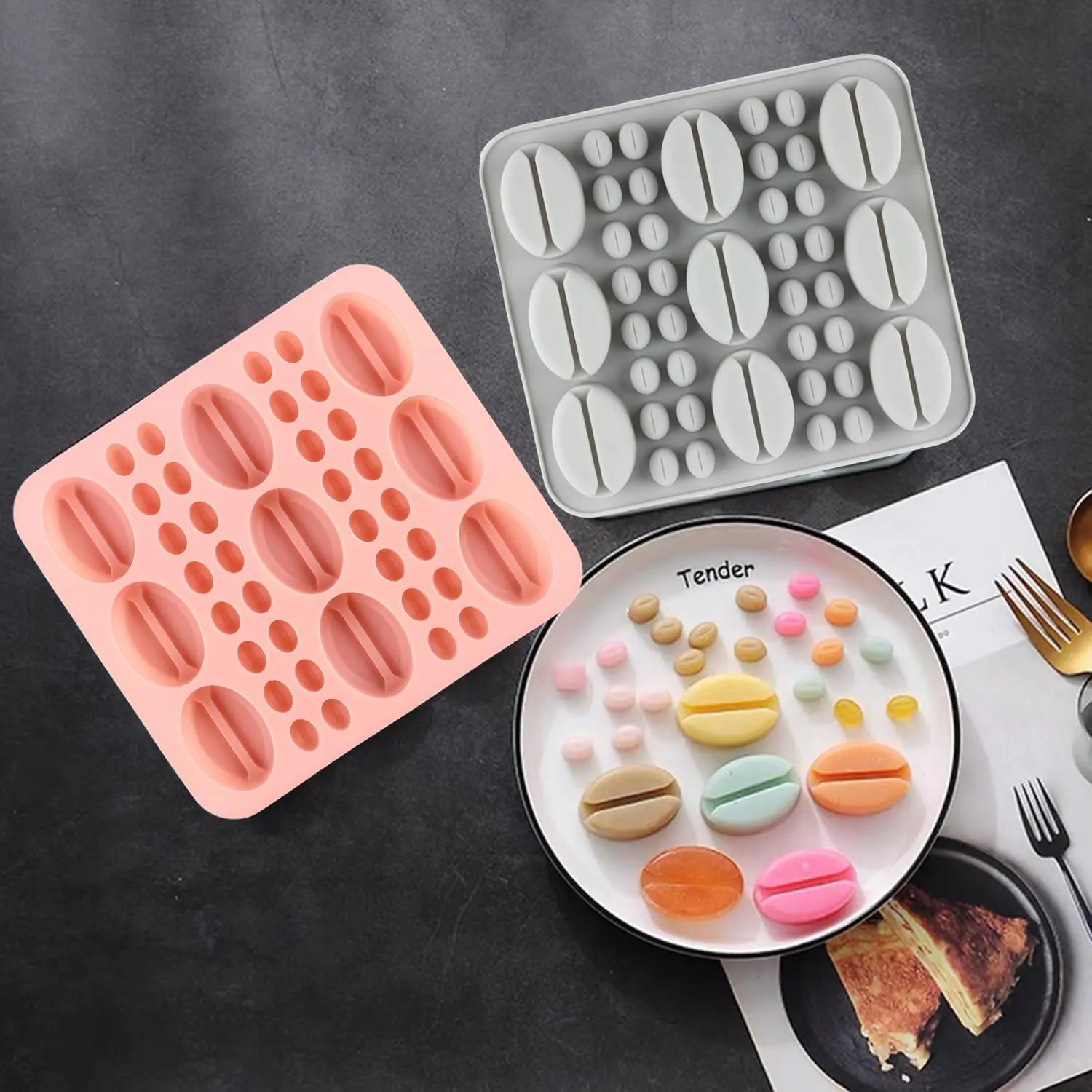 Big and Small 3d Coffee Beans Silicone Chocolate Molds Coffee Bean Shaped Candy Mold for DIY Cake Decoration Baking Accessories
Big and Small 3d Coffee Beans Silicone Chocolate Molds Coffee Bean Shaped Candy Mold for DIY Cake Decoration Baking Accessories