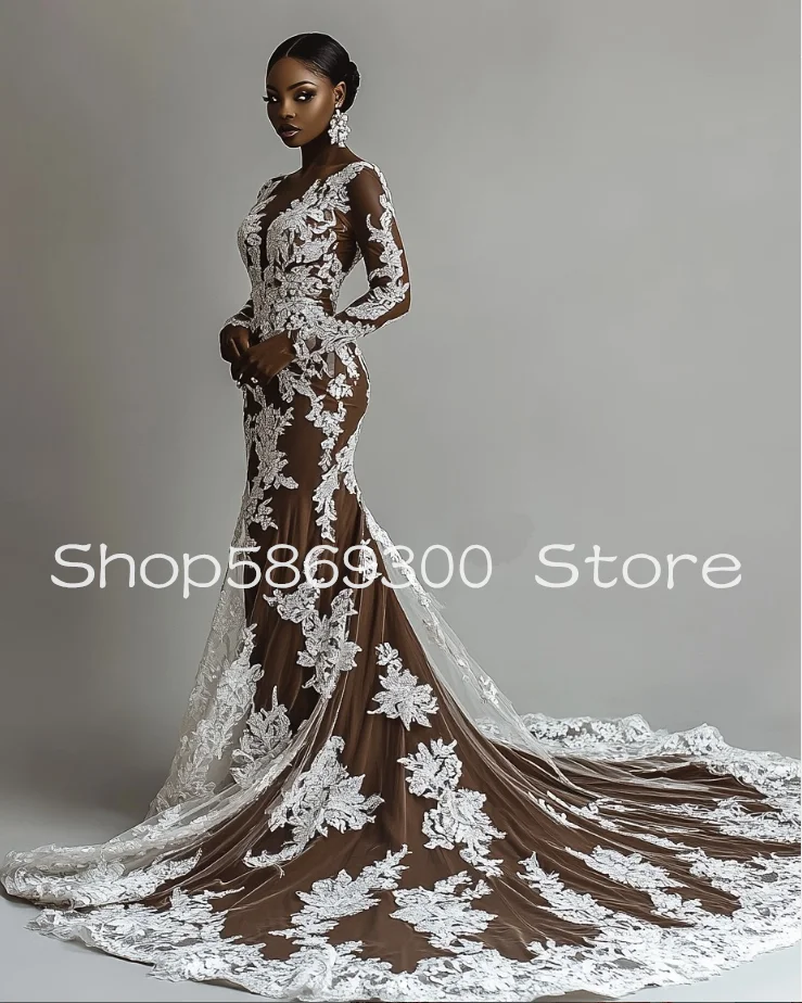 White Chocolate Mermaid Beach Wedding Dresses Long Sleeve Lace Applique African Garden Outdoor Bridal Gown Vustomsized
White Chocolate Mermaid Beach Wedding Dresses Long Sleeve Lace Applique African Garden Outdoor Bridal Gown Vustomsized