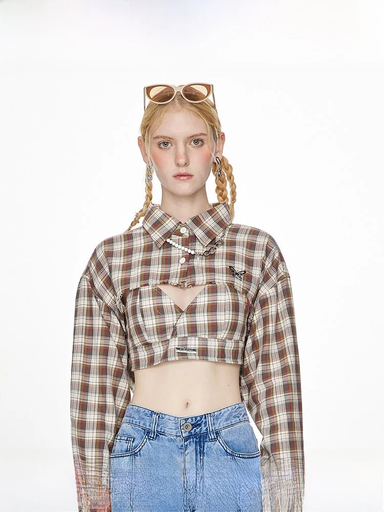 Guukahero American Retro Plaid Short Sleeveless Shirt Women's Frayed Embroidery Slimming Versatile Short Outerwear Cotton
Guukahero American Retro Plaid Short Sleeveless Shirt Women's Frayed Embroidery Slimming Versatile Short Outerwear Cotton