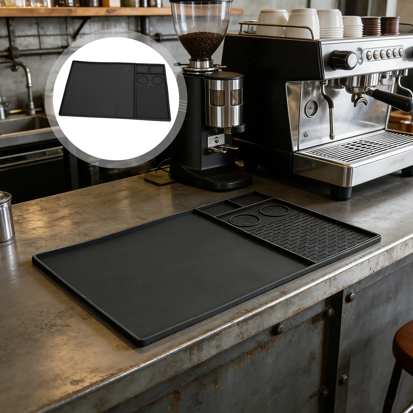 1Set Silicone Coffee Mat 24x16 Inch for Countertop Coffee Station - Detachable Tray Dish Drying Mat Heat Resistant Nonporous
1Set Silicone Coffee Mat 24x16 Inch for Countertop Coffee Station - Detachable Tray Dish Drying Mat Heat Resistant Nonporous