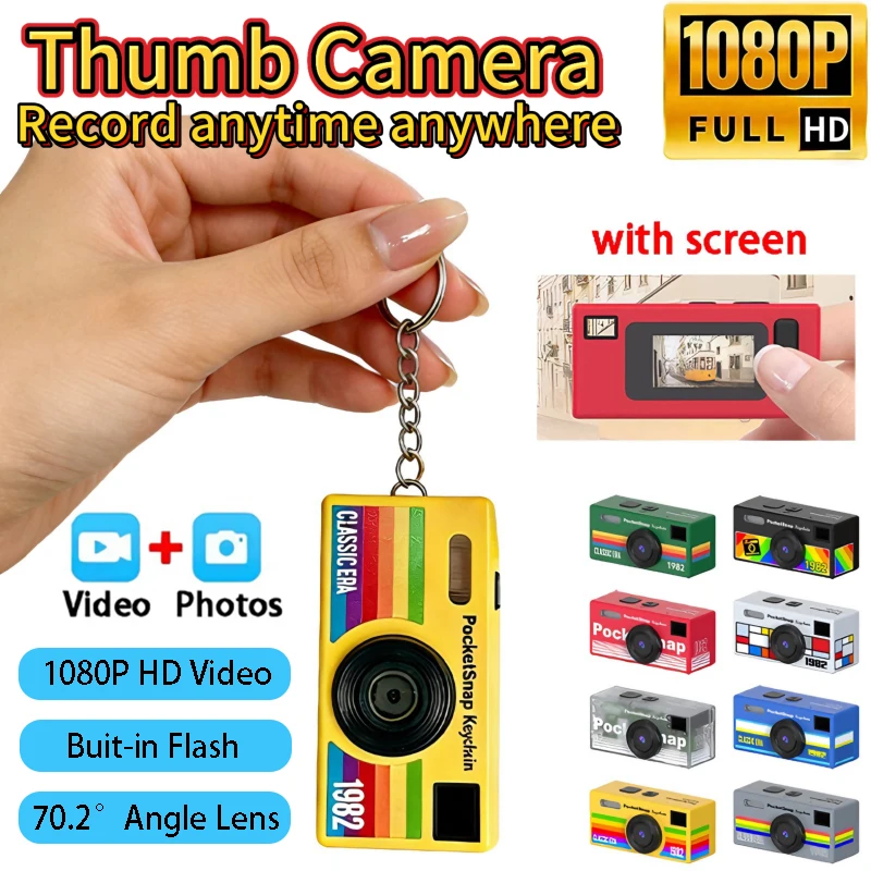 Thumb Camera Mini Keychain Cameras 1080P Full HD Recorder Built-in Flash 70.2° Wide Angle Lens Portable Retro Outdoor CCD Camera
Thumb Camera Mini Keychain Cameras 1080P Full HD Recorder Built-in Flash 70.2° Wide Angle Lens Portable Retro Outdoor CCD Camera