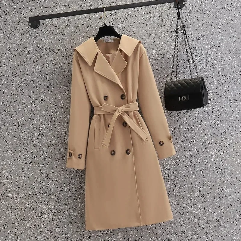 Mid-length Navy Collar Trench Coat With Sashes Black Khaki Outwear Casual Double Breasted Female Long Sleeve Windproof Jacket
Mid-length Navy Collar Trench Coat With Sashes Black Khaki Outwear Casual Double Breasted Female Long Sleeve Windproof Jacket