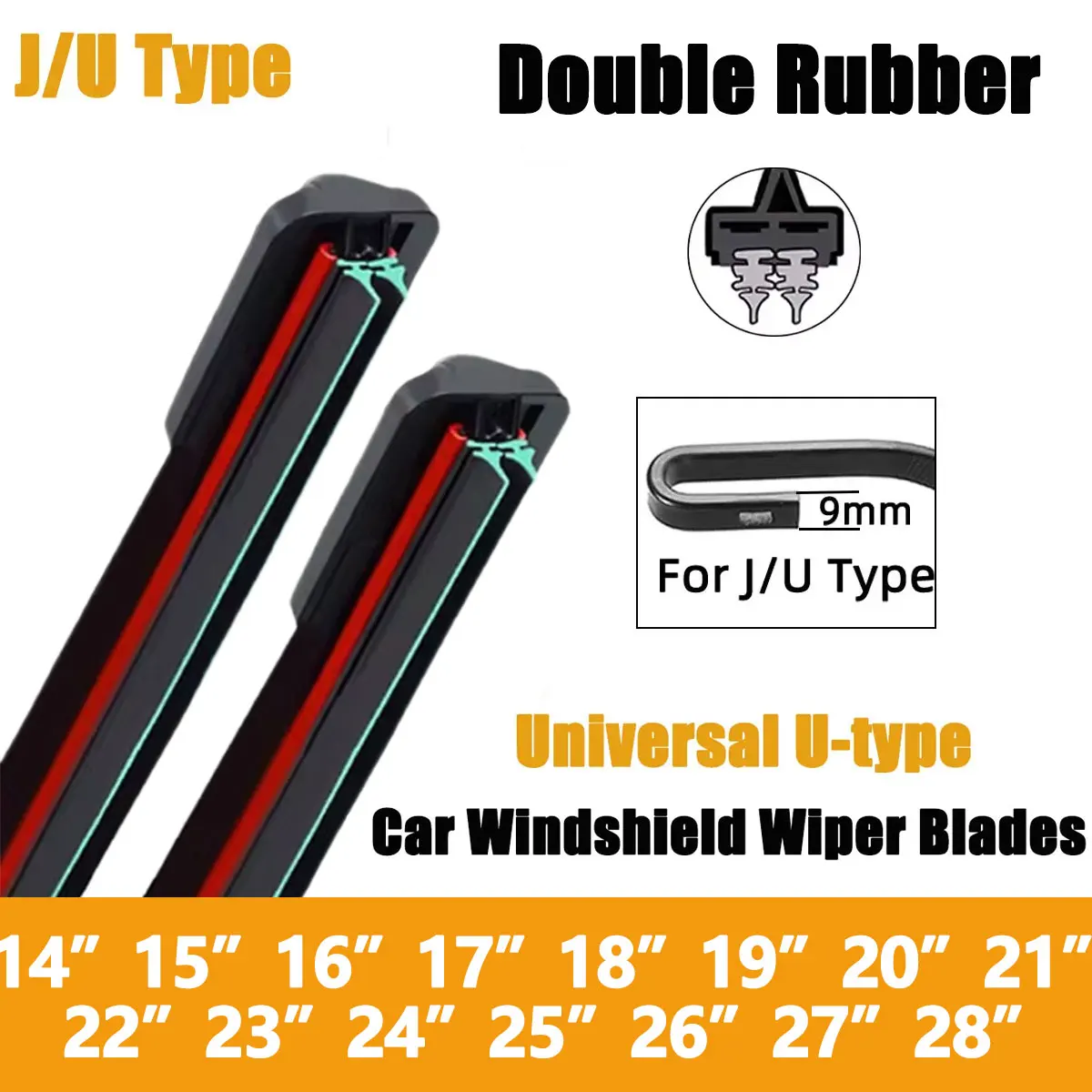1PC Universal U-type Car Windshield Wiper Blades Soft Double Rubber Car Wipers 14"15"16"17"18"19"20"21"22"23"24"25"26"27"28"
1PC Universal U-type Car Windshield Wiper Blades Soft Double Rubber Car Wipers 14"15"16"17"18"19"20"21"22"23"24"25"26"27"28"