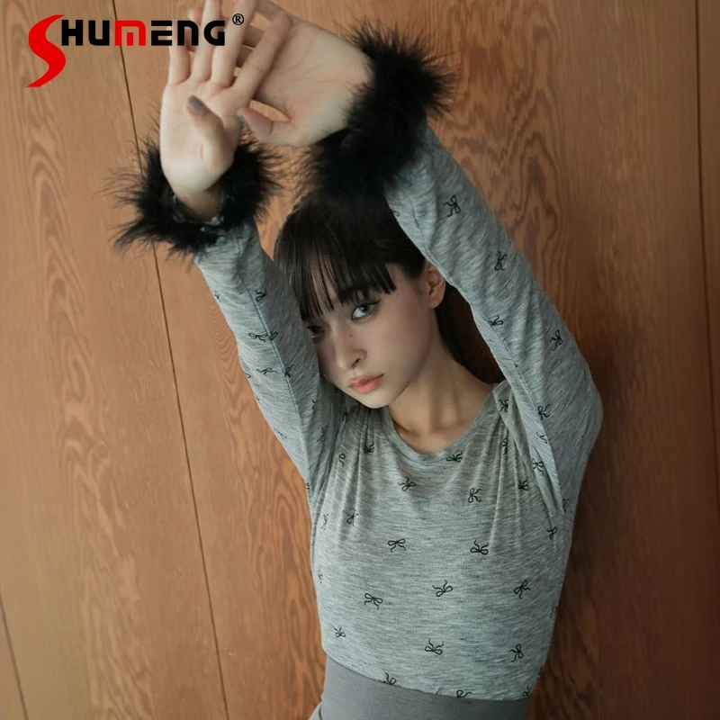 Spring and Summer New Long-sleeved Top Girl Women's Japanese Plush Splicing Bow Print T-shirt Women's Elegant Retro Casual Tees
Spring and Summer New Long-sleeved Top Girl Women's Japanese Plush Splicing Bow Print T-shirt Women's Elegant Retro Casual Tees