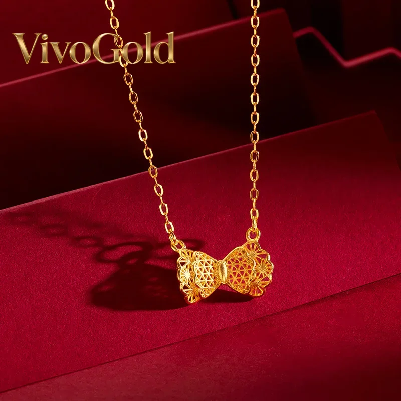 VivoGoldFemale Fashion 9999 24K Real Gold Bow Necklace Pendant Gentle and Cute Bow Set Chain Gift for Women Mom Girlfrend
VivoGoldFemale Fashion 9999 24K Real Gold Bow Necklace Pendant Gentle and Cute Bow Set Chain Gift for Women Mom Girlfrend